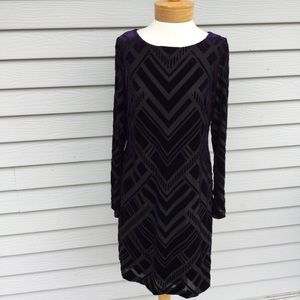 Vince Camuto Black Purple Velvet Dress Size 12
